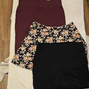 Forever 21 Floral and Solid Pencil Skirt Trio
